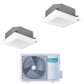 Condizionatore con inverter a cassetta 4 Vie Hisense dual split 12000+18000 Btu in A++ con R32 3AMW72U4RJC