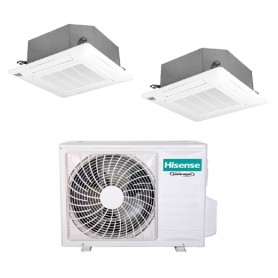 Climatizzatore con inverter a cassetta 4 Vie Hisense dual split 18000+18000 Btu in A++ con R32 5AMW105U4RQC