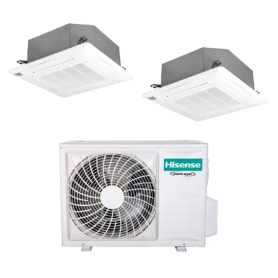 Condizionatore con inverter a cassetta 4 Vie Hisense dual split 9000+9000 Btu in A++ con R32 2AMW52U4RXC