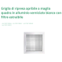 Tecnosystemi Griglia di ripresa apribile a maglia quadra in alluminio verniciato bianco con filtro estraibile per controsoffitto