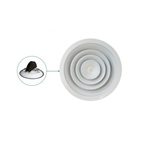 Tecnosystemi Diffusore circolare per condizionatore a coni fissi in alluminio con serranda a farfalla e collarino