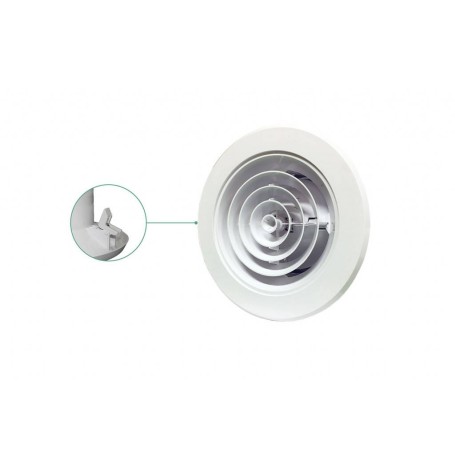 Tecnosystemi Diffusore circolare per condizionatore multijet in plastica ABS bianca con serranda e collarino integrato