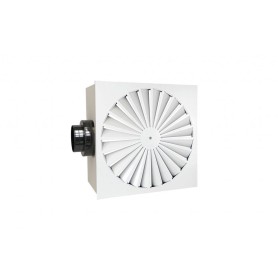 Tecnosystemi DEB diffusore quadrato elicoidale 24 feritoie in metallo verniciato bianco completo di serranda e plenum ribassato