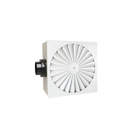 Tecnosystemi DEB diffusore quadrato elicoidale 24 feritoie in metallo verniciato bianco completo di serranda e plenum ribassato