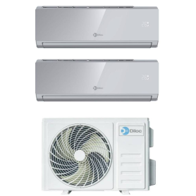Climatizzatore Inverter Diloc Over Silver dual split 12+12 12000+12000 Btu D.Over218 R 32 A+++ Wi-fi Integrato