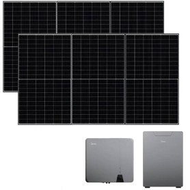 Impianto Kit fotovoltaico da 3kw Midea Inverter ibrido 6 kw completo di batteria di accumulo e 8 Pannelli fotovoltaici Ja Solar