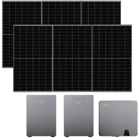 Impianto Kit fotovoltaico 6kw Midea Inverter ibrido 6 kw completo di 2 batterie di accumulo e 15 Pannelli fotovoltaici Ja Solar