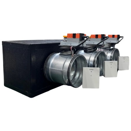 Plenum canalizzato con serrande motorizzate wifi a 3 zone, centralina e interfaccia Siemens
