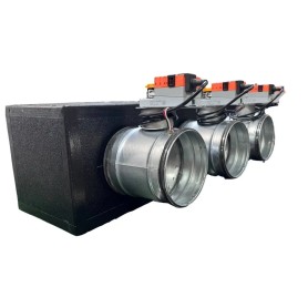 Plenum in poliuretano espanso a 3 zone con serrande motorizzate Lindab da 160 o 200 mm