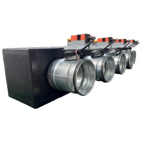 Plenum in poliuretano espanso a 5 zone con serrande motorizzate Lindab da 160 o 200 mm