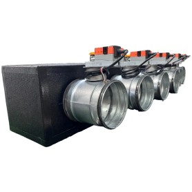 Plenum in poliuretano espanso a 6 zone con serrande motorizzate Lindab da 160 o 200 mm