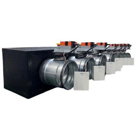 Plenum canalizzato con serrande motorizzate wifi a 8 zone, centralina e interfaccia Siemens
