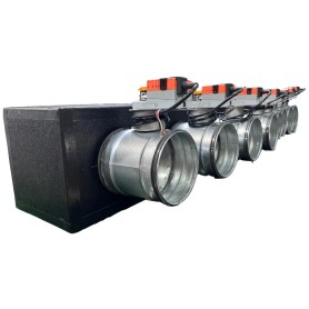 Plenum in poliuretano espanso a 8 zone con serrande motorizzate Lindab da 160 o 200 mm