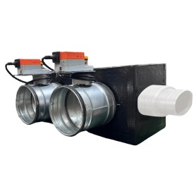 Plenum in poliuretano espanso a 2 zone con serrande motorizzate Lindab da 160 o 200 mm con attacco laterale VMC