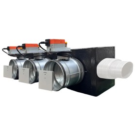 Plenum canalizzato con serrande motorizzate wifi a 3 zone, centralina e interfaccia Siemens con attacco laterale VMC