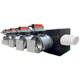 Plenum canalizzato con serrande motorizzate wifi a 5 zone, centralina e interfaccia Siemens con attacco laterale VMC