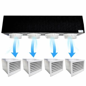 Plenum canalizzato in poliuretano espanso a 4 zone completo di plenum bocchetta con griglia in pvc