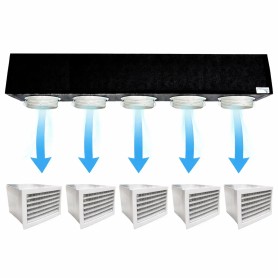 Plenum canalizzato in poliuretano espanso a 5 zone completo di plenum bocchetta con griglia in pvc