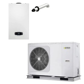 Sistema Ibrido Beretta con caldaia a condensazione Mynute EVO X 35 c da 35 kW e pompa di calore Hydro Unit M da 12 kW A+++ R32